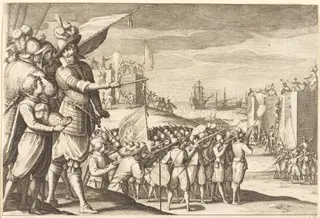 Assault on Two Fortresses, by Jacques Callot, ink, 1614