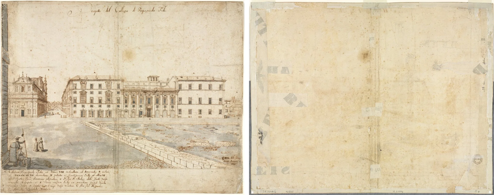 Eighteen Views of Rome: The Collegio di Propaganda Fide (recto); Sketches of Windows and Pilasters of the Attic Storey of the Collegio di Propaganda Fide (verso), detail