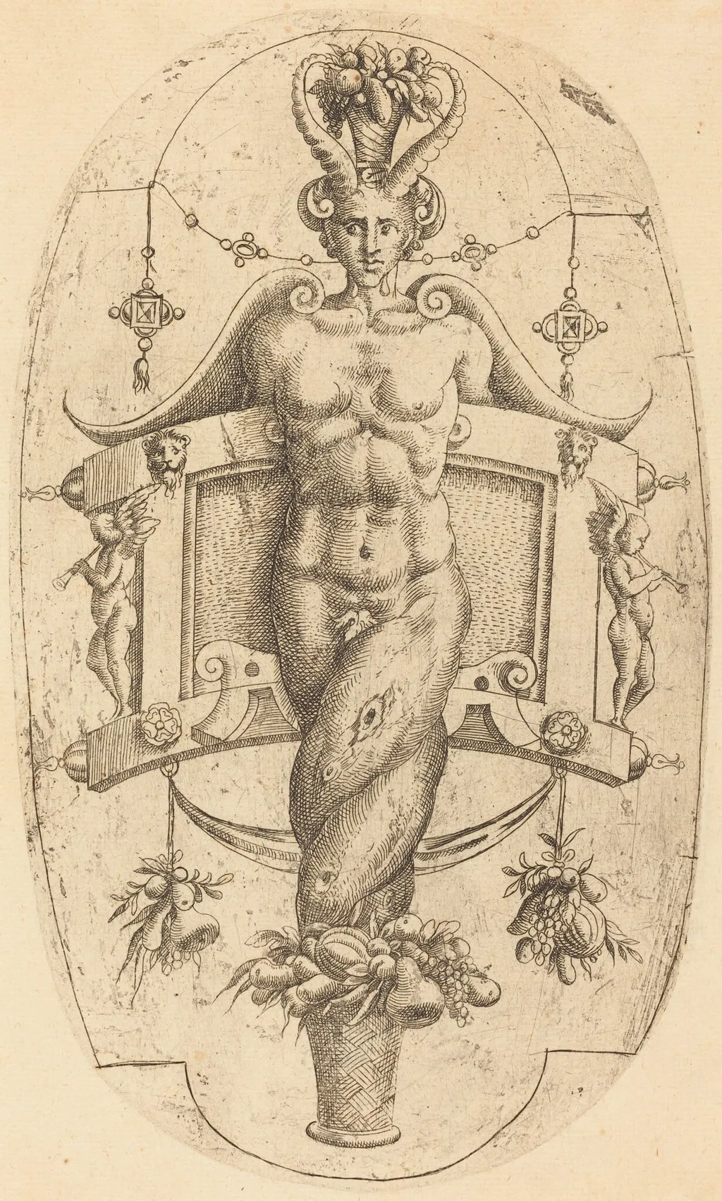 Horned Genius, by Jean Mignon, ink