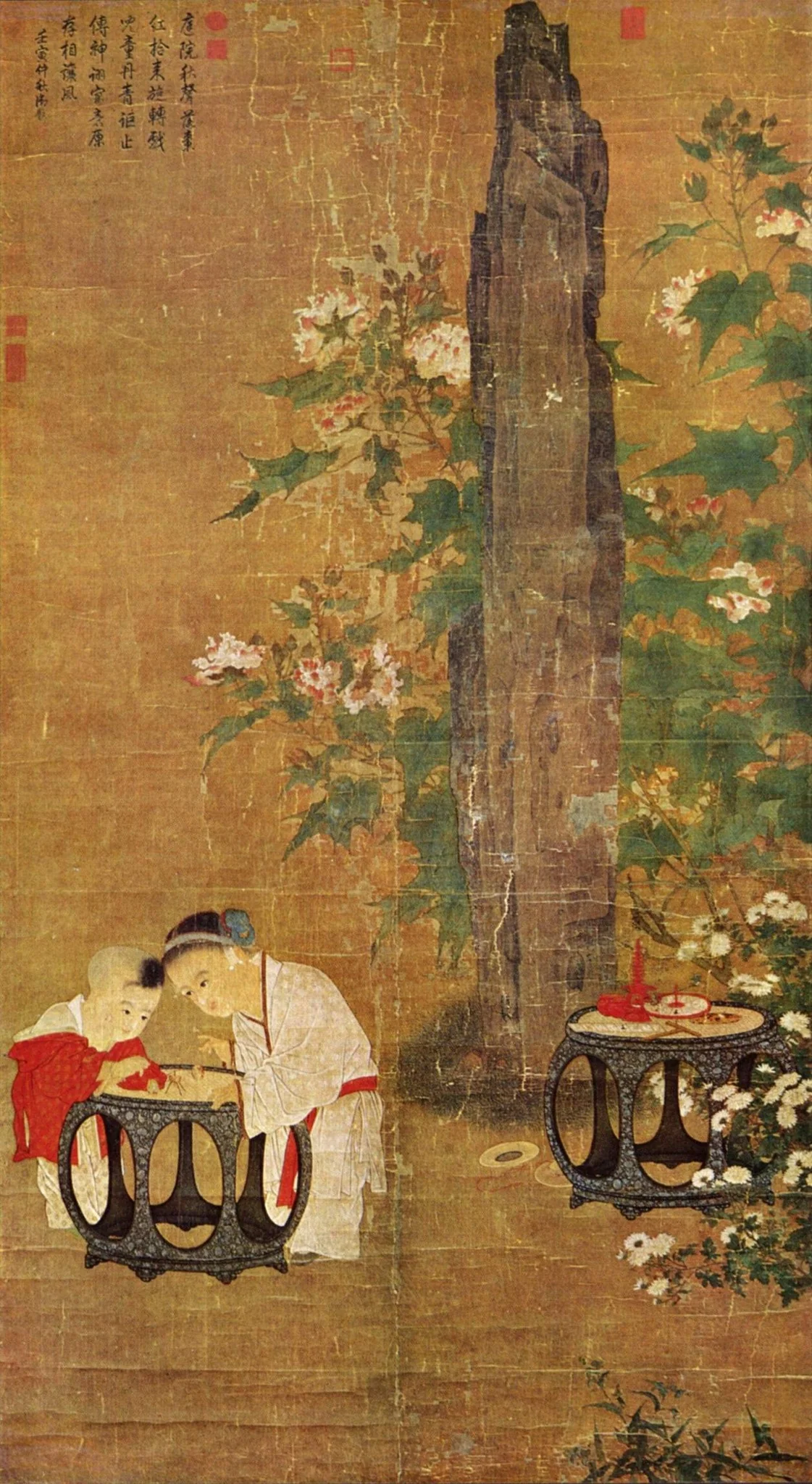 Children Playing in an Autumn Garden, detail