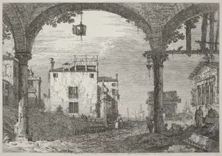 The Portico with the Lantern, by Canaletto, ink, 1740