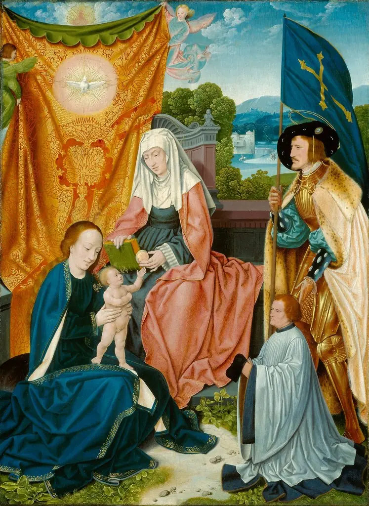 Virgin and Child with Saint Anne, Saint Gereon, and a Donor, by Bartholomaeus Bruyn the Elder, oil, 1520