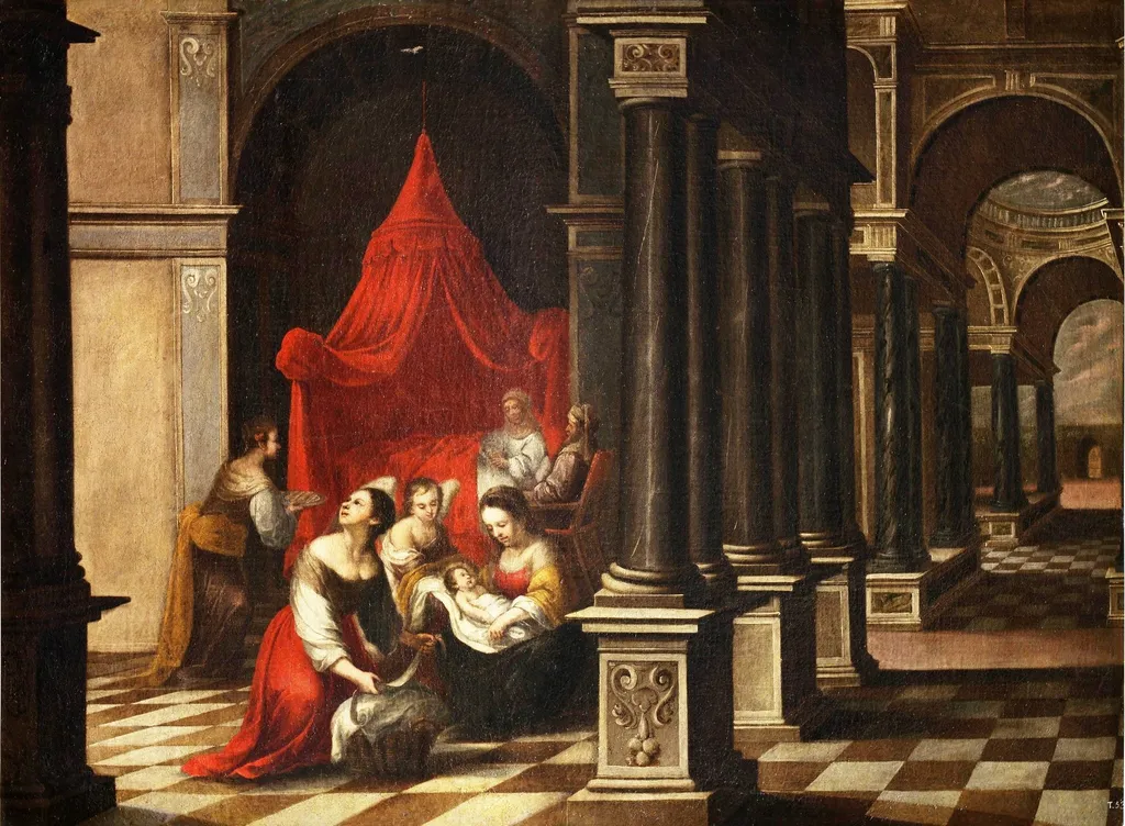 The Birth of the Virgin, by Juan García de Miranda, oil, 1693