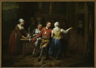 Dancing in front of a tavern