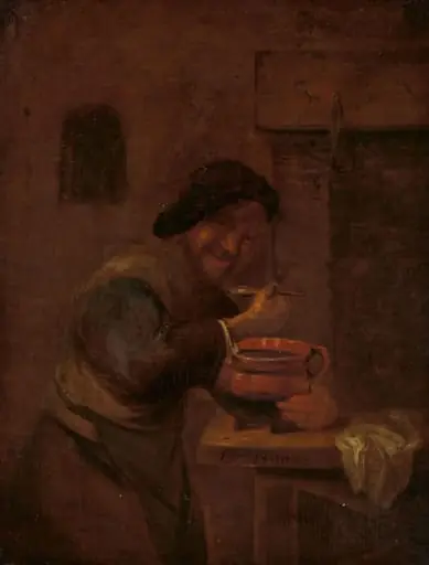 Man Eating from an Earthenware Pot, by Daniël Boone
