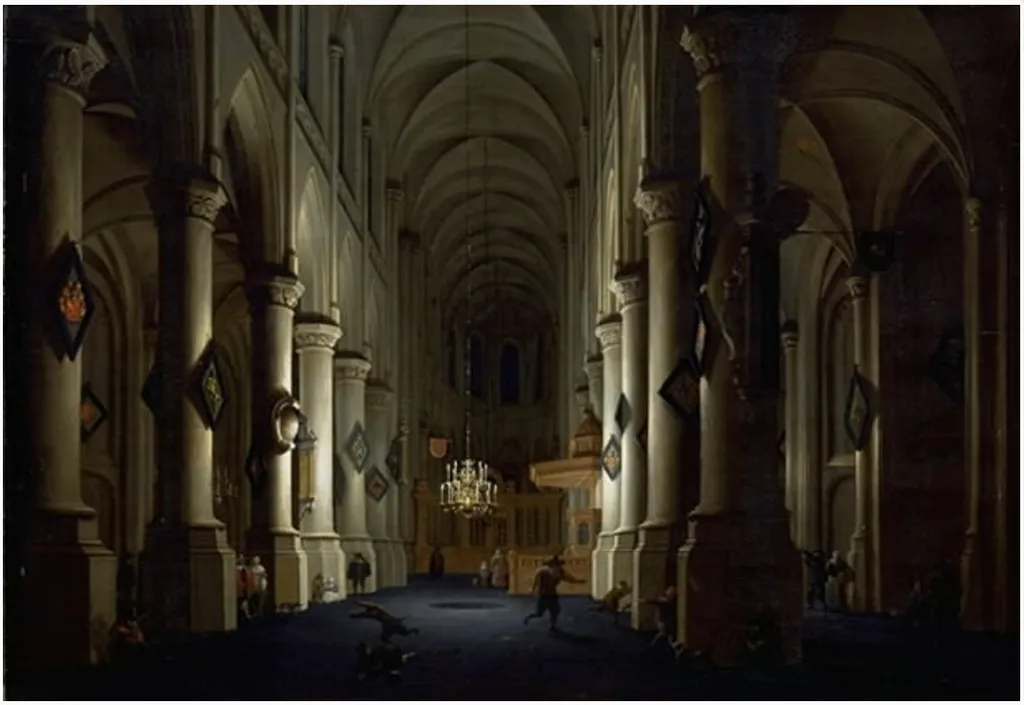 Interior of a Church, by Daniël de Blieck, oil, 1650