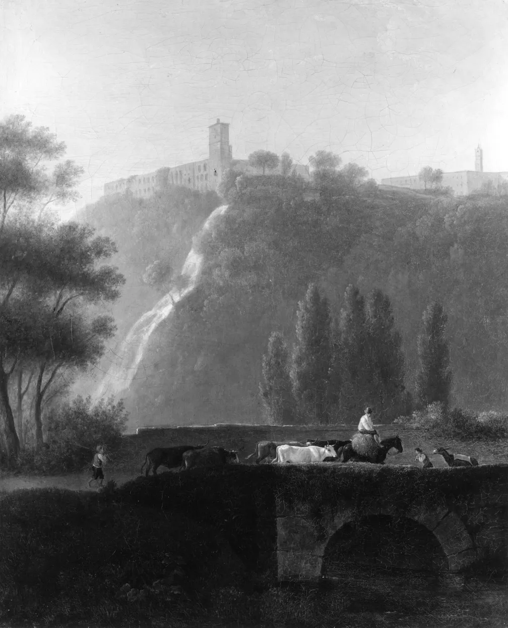 Landscape, the Cascades of Tivoli, by Daniël Dupré, oil, 1794