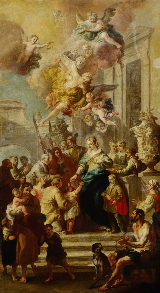 Alms donation from St. Elizabeth of Portugal, by Daniel Gran