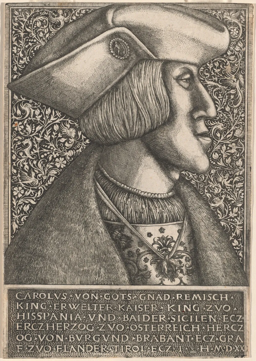Emperor Charles V, by Daniel Hopfer, ink, 1520