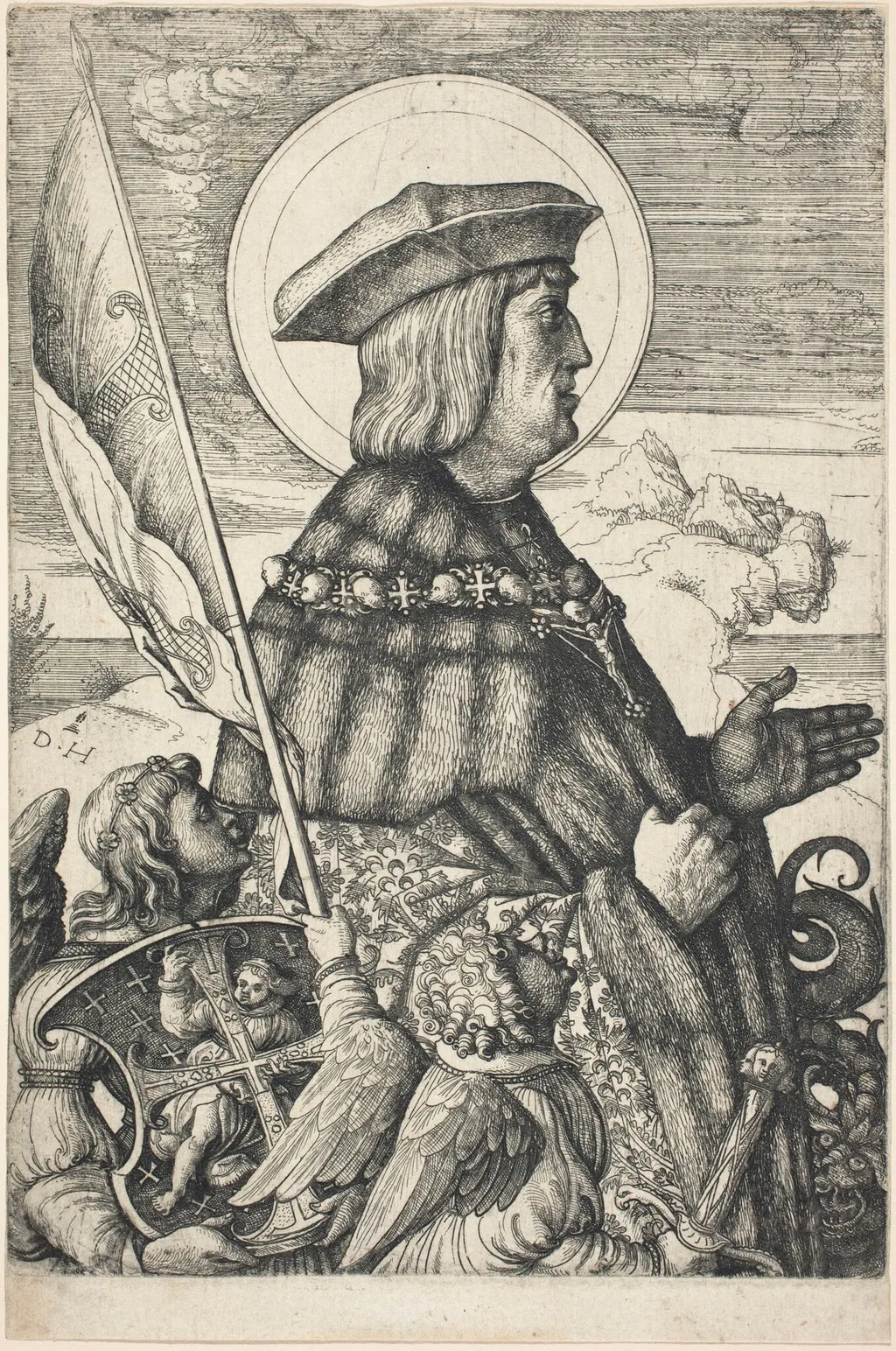 Emperor Maximilian I in the Guise of Saint George, by Daniel Hopfer, ink, 1510