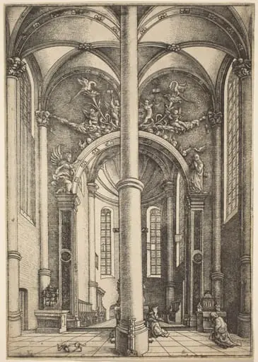 Interior of the Church of Saint Katherine with Parable of the Pharisee and the Publican, by Daniel Hopfer