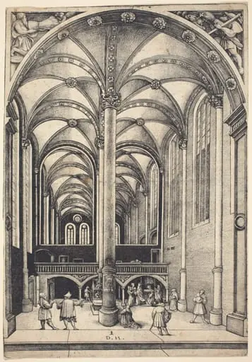 Interior of the Church of Saint Maria Magdalena with the Parable of the Offering of the Widow, by Daniel Hopfer