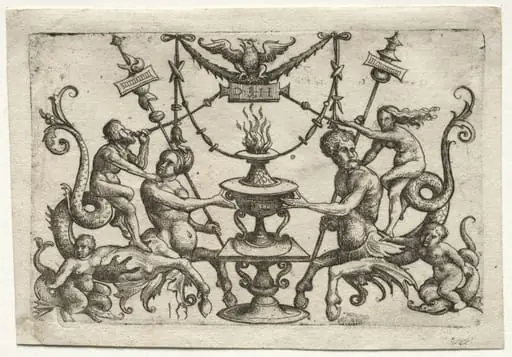 Ornament with Siren and Triton, by Daniel Hopfer