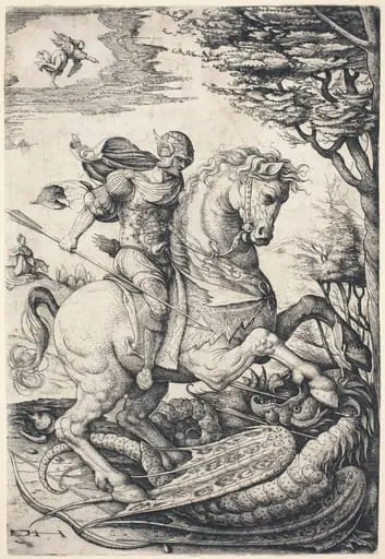 Saint George on Horseback Slaying the Dragon, by Daniel Hopfer