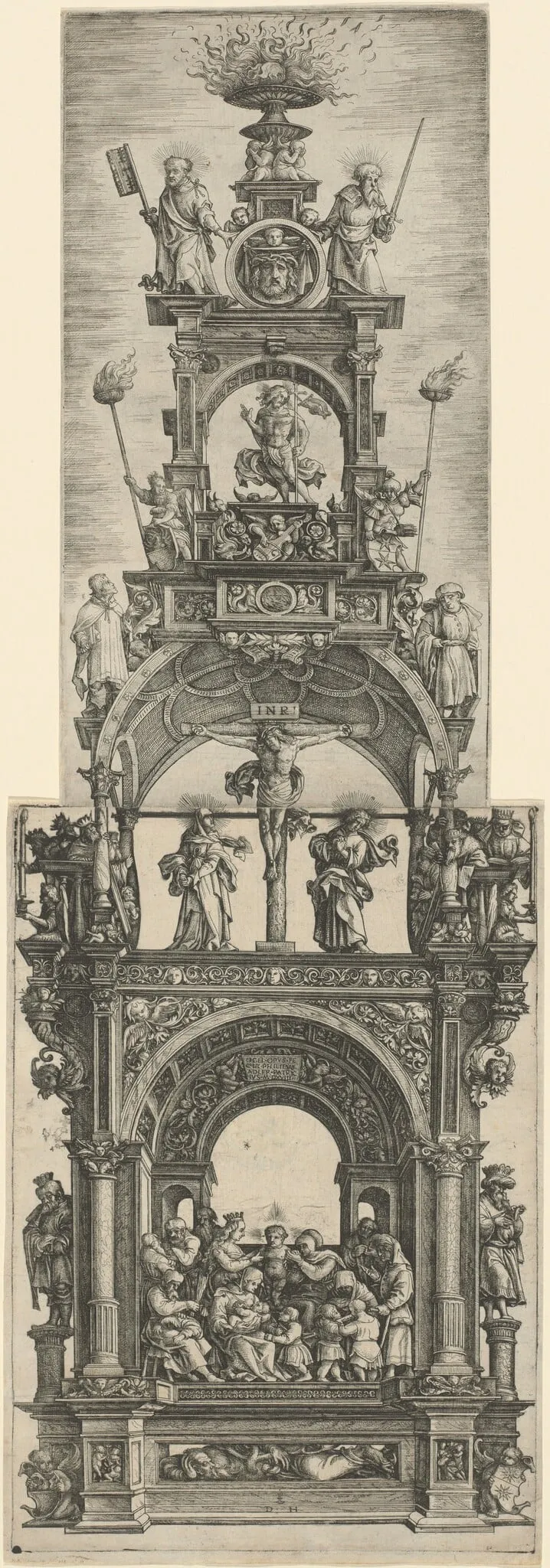 Triumphal Altar with Stages in the Life of Christ, by Daniel Hopfer, ink, 1518
