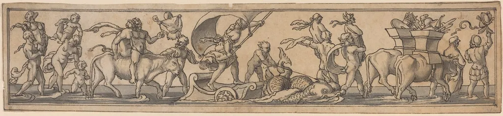 Ancient Triumphal Procession, by Daniel Lindtmayer, ink, 1579