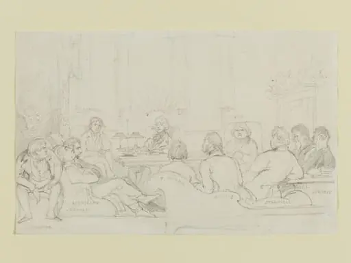 Charles Dickens reading 'The Chimes' to his friends in John Foster's chambers, by Daniel Maclise