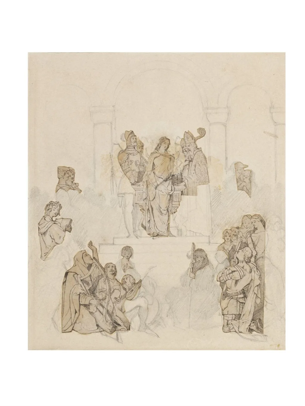 Sketch for chivalry, by Daniel Maclise, 1825