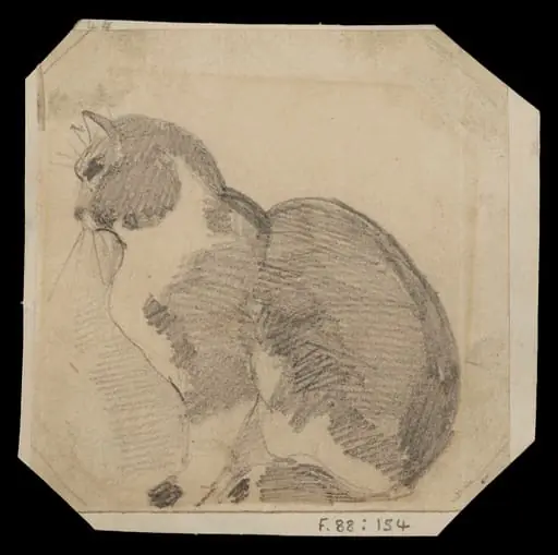 Study of a seated cat, by Daniel Maclise