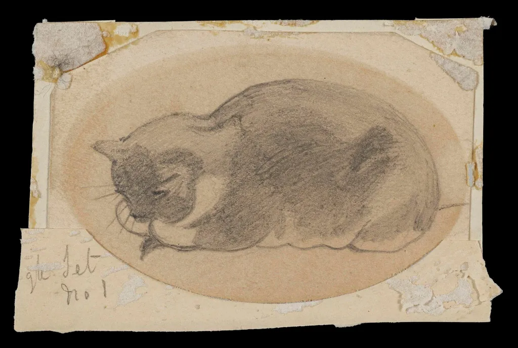 Study of a sleeping cat, by Daniel Maclise, 1825