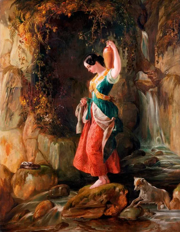 Waterfall at St Nighton's Kieve, near Tintagel, by Daniel Maclise