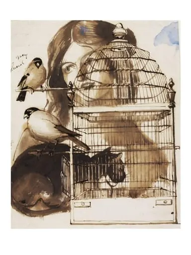 Woman and Bird Cage, by Daniel Maclise