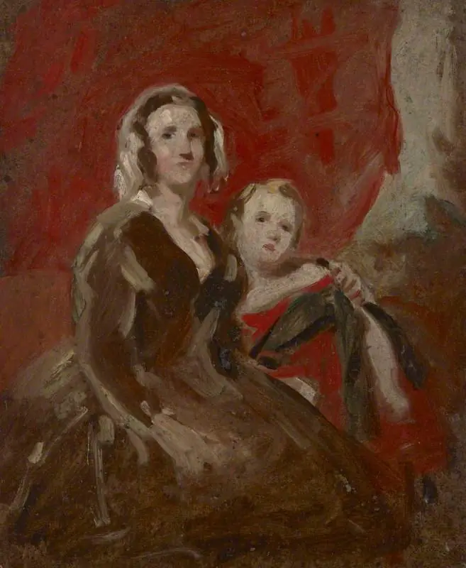 A Portrait Study of a Lady and Child in an Interior, by Daniel Macnee