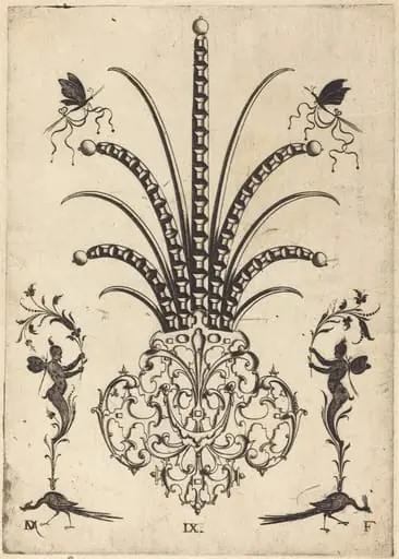 Brooch with Table-Stones, Butterflies at Top, and Peacocks and Hermes at Bottom, by Daniel Mignot