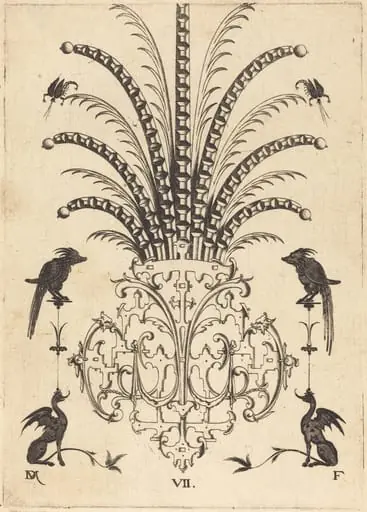 Brooch with Table-Stones, Flying Scorpions  at Top, and Dogs at Bottom, by Daniel Mignot