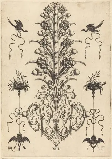 Hyacinth-Shaped Brooch with Birds at Top and Devil's- and Angel's-Head at Bottom, by Daniel Mignot