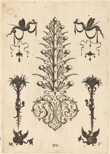 Hyacinth-Shaped Brooch with Winged Snakes at Top and Winged Animals at Bottom, by Daniel Mignot