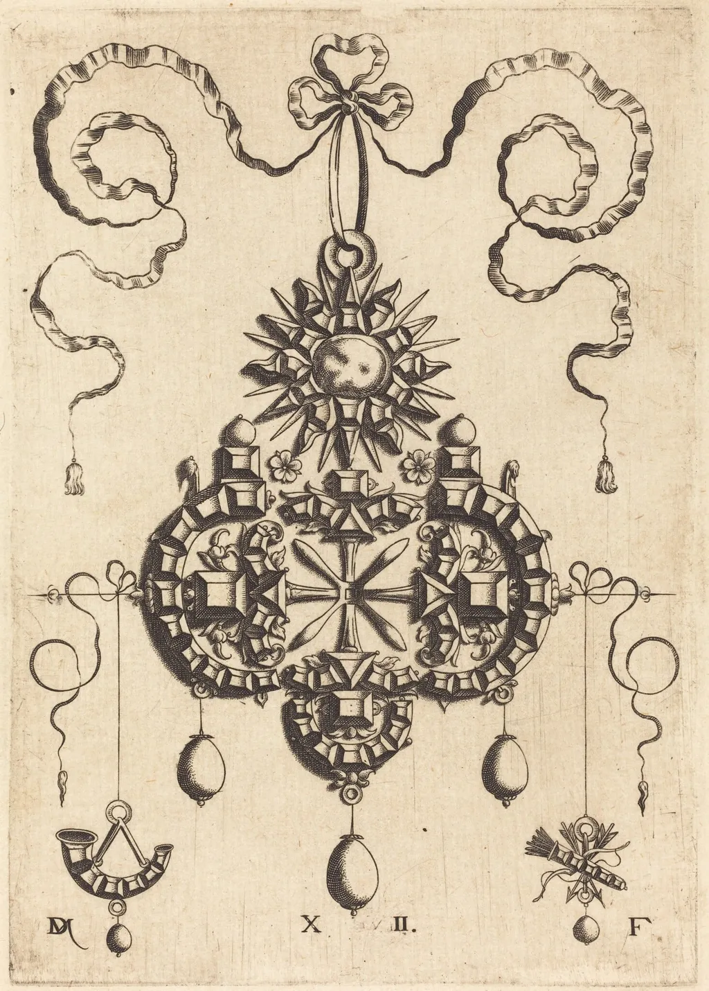 Large Pendant, by Daniel Mignot, ink, 1584
