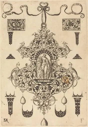 Large Pendant, Charity Standing at Centre, by Daniel Mignot