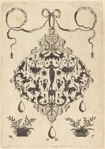 Large Pendant, Flora Standing, Holding a Fruit Garland, by Daniel Mignot
