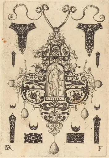 Large Pendant, Justice Standing at Centre, by Daniel Mignot