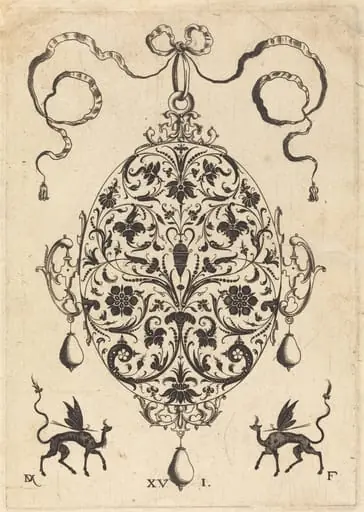 Large Pendant, Upright Oval with Floral Ornament, by Daniel Mignot