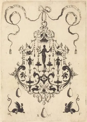 Large Pendant, Victory Flanked by Two Herms at Centre, by Daniel Mignot