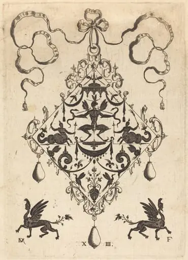 Large Pendant, Winged Fantasy Creature Holding Two Snakes, by Daniel Mignot