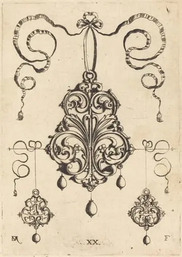 One Large and Two Smaller Strapwork Pendants, by Daniel Mignot