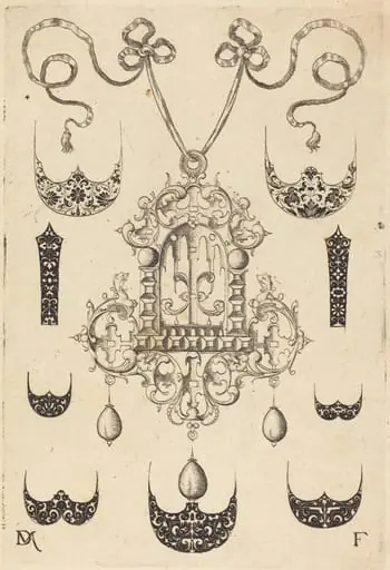 Pendant Surrounded by Seven Shields and Two Ornamental Bands