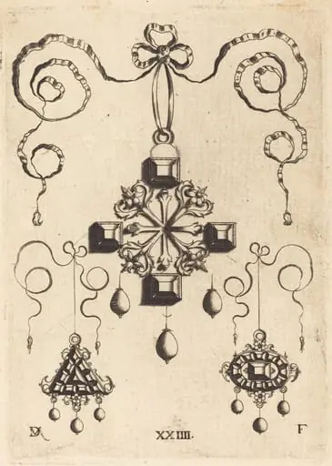 Pendant with Double Cross at Centre, Surrounded by Four Large Table-Stones, by Daniel Mignot
