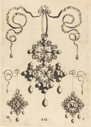 Pendant with Wheel at Centre, Surrounded by Four Table-Stones, by Daniel Mignot