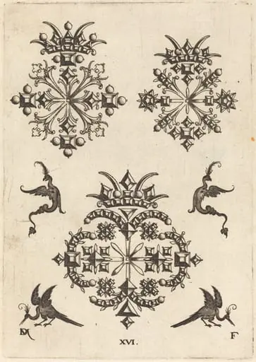 Three Brooches with Fantasy Birds at Left, Right, and Bottom, by Daniel Mignot