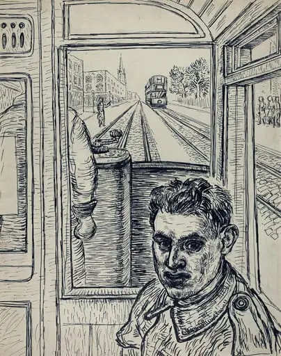 Soldier in Tram, by Daniel Moiseiwitsch