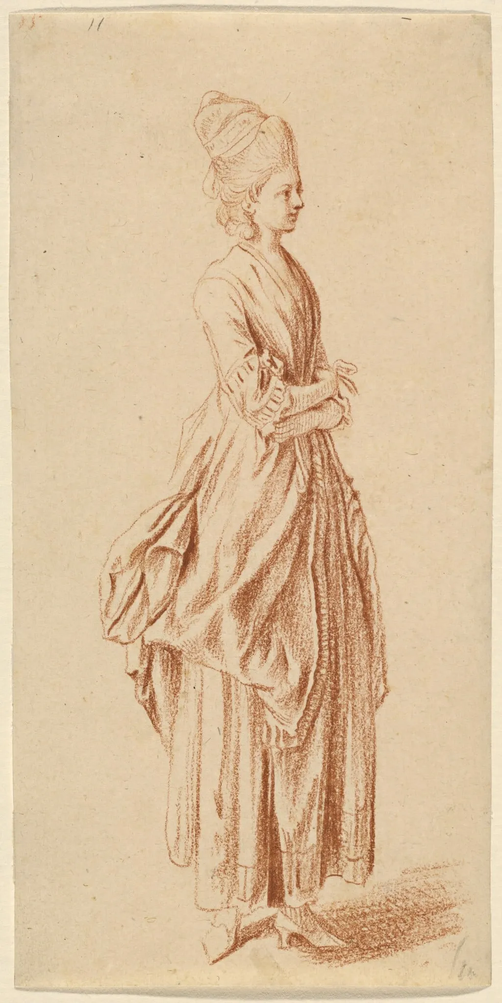 A Standing Lady in a Day Dress, by Daniel Nikolaus Chodowiecki, chalk, 1778