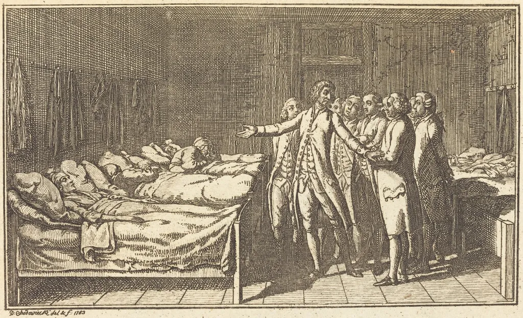 A Welcome Guest, by Daniel Nikolaus Chodowiecki, ink, 1784