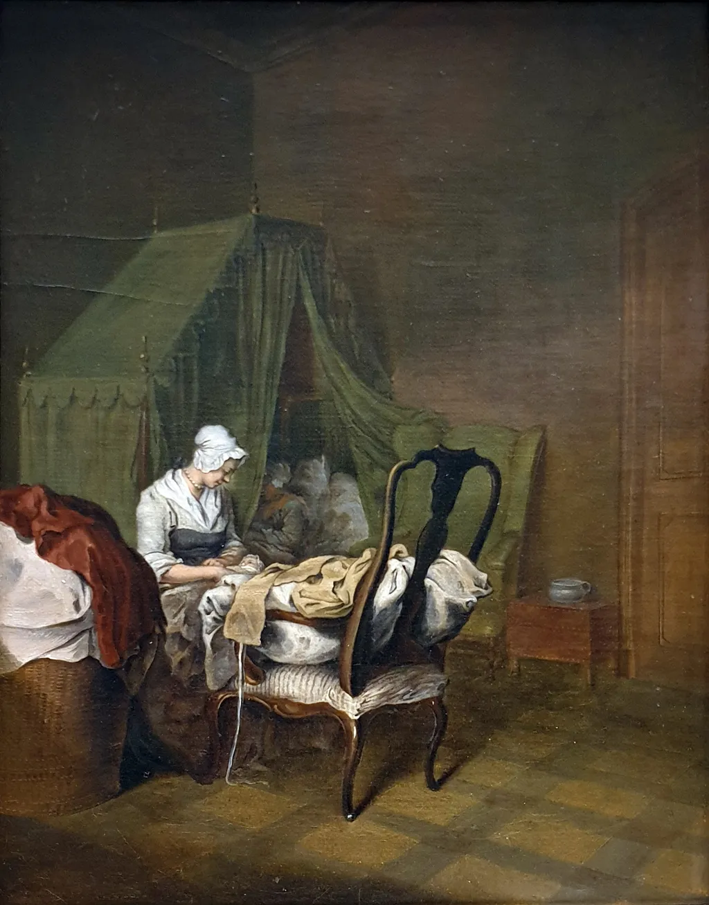Childbed, by Daniel Nikolaus Chodowiecki, oil, 1759