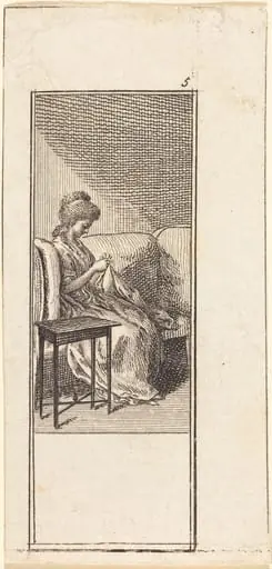 Girl Seated, Sewing, by Daniel Nikolaus Chodowiecki