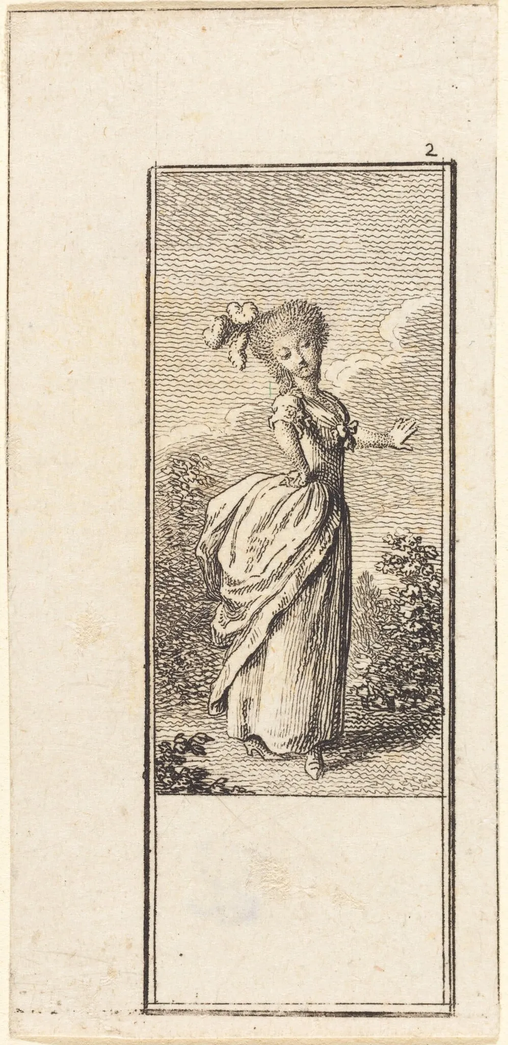 Girl with an Ostrich Feather Headdress, by Daniel Nikolaus Chodowiecki, ink, 1784