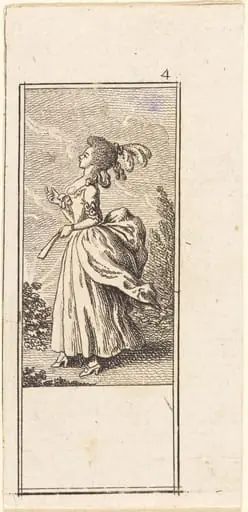 Girl with Fan, Facing Left, by Daniel Nikolaus Chodowiecki